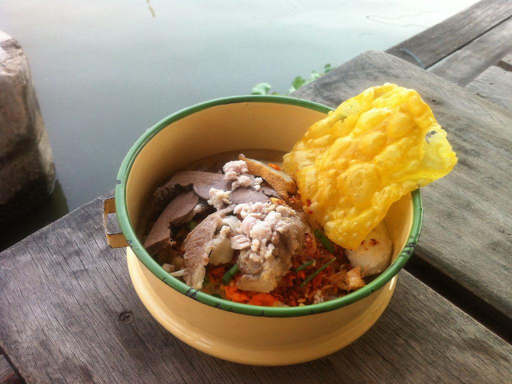 Pinto noodles hanging legs at Wat Ton Chueak