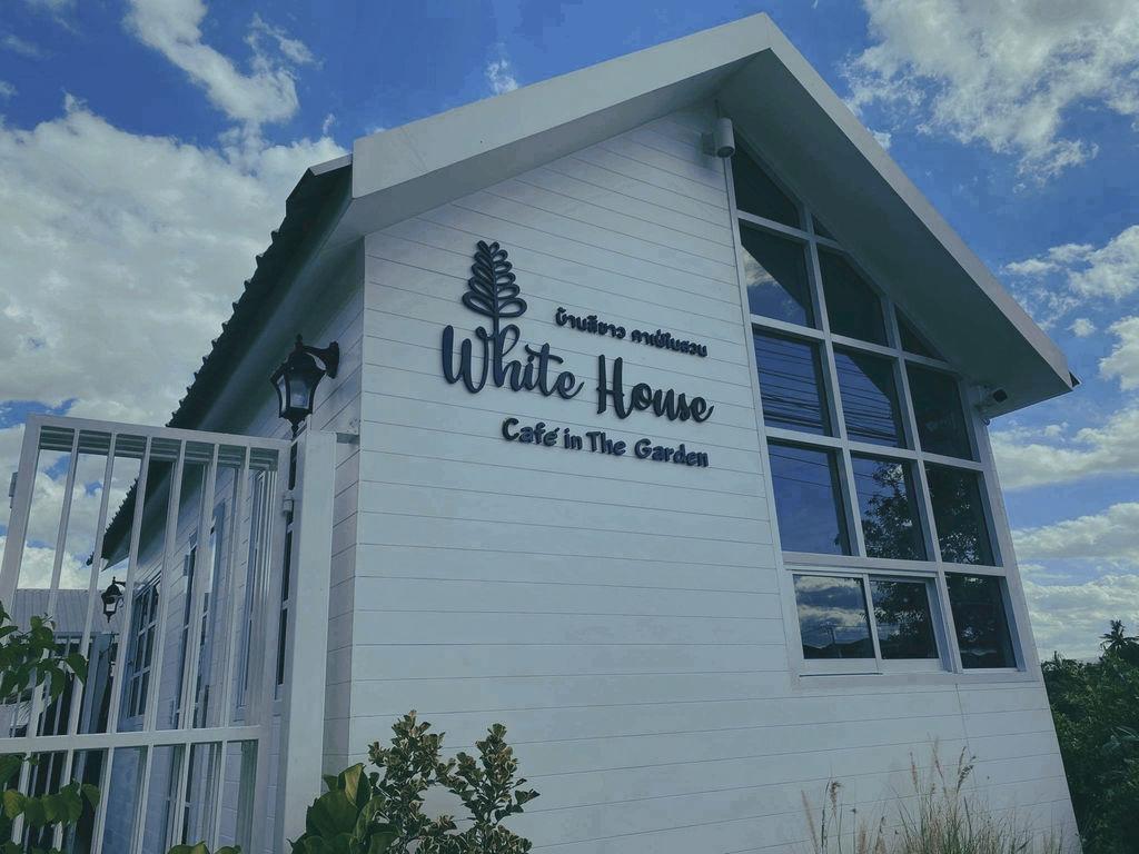 White house cafe in the garden