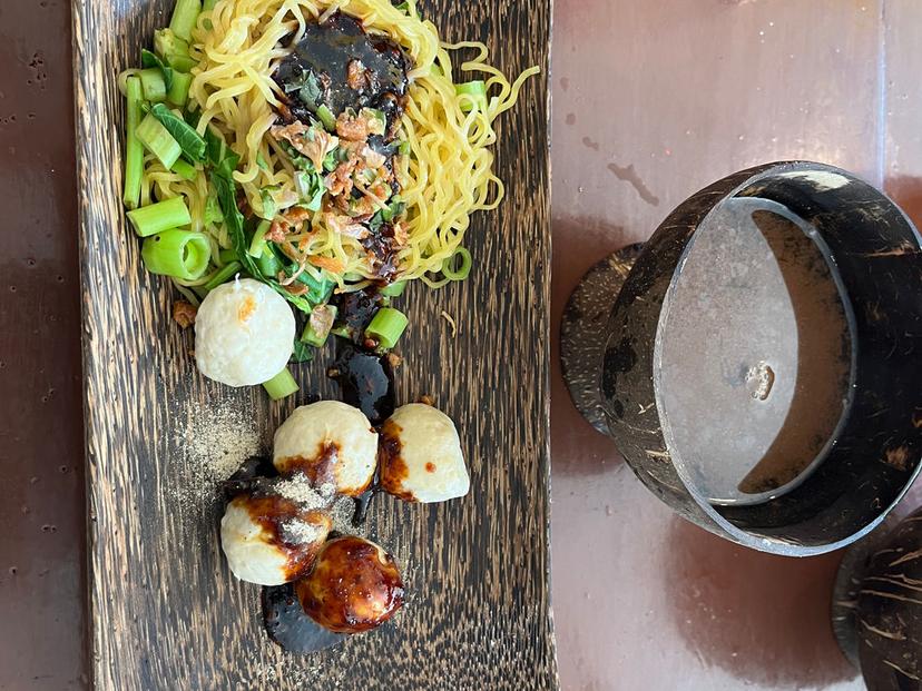 Pak Cham Boat Noodles in Coconut Shell