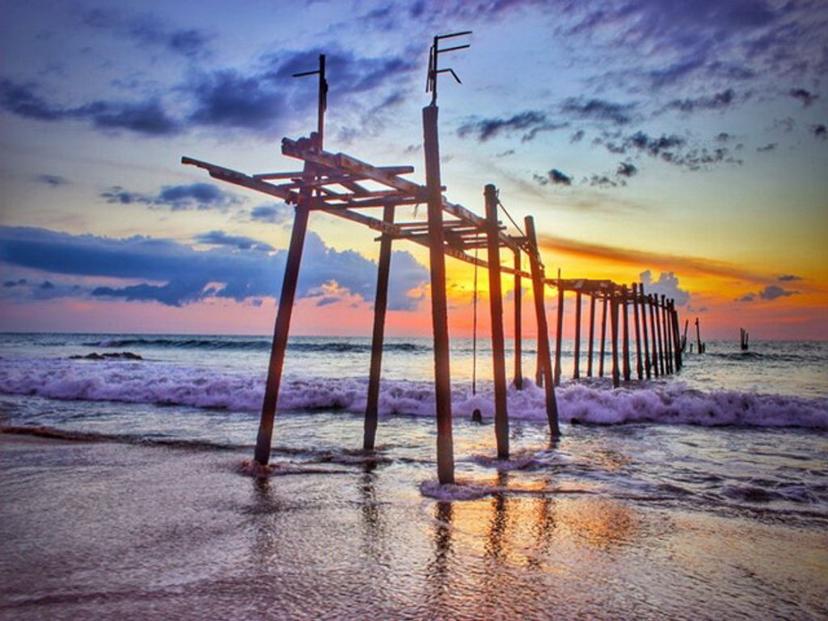 Old wooden bridge at Khao Pilai Beach